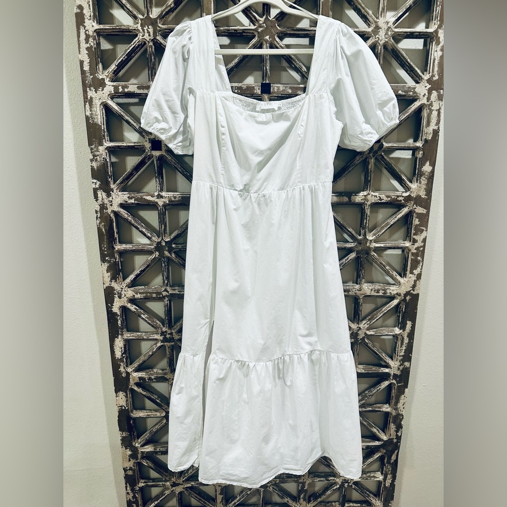 NWOT ASTR the label white poplin puff sleeve dress - Picture 8 of 11